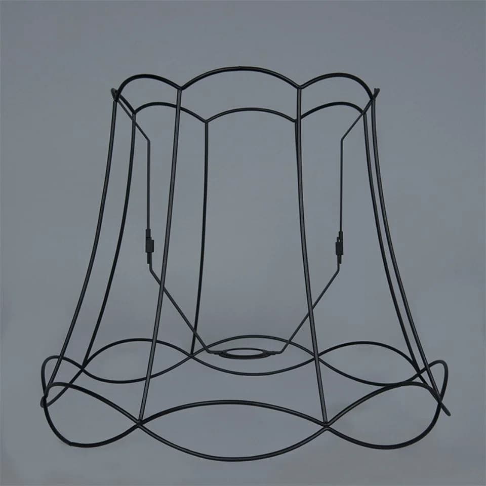 Qazqa Lampenschirm Granny Frame Schwarz Metalldraht