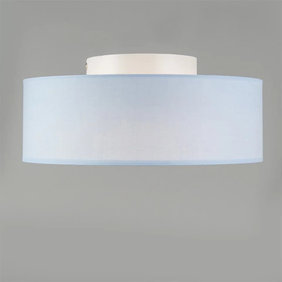 Qazqa Deckenleuchte Drum LED Blau Modern Textil