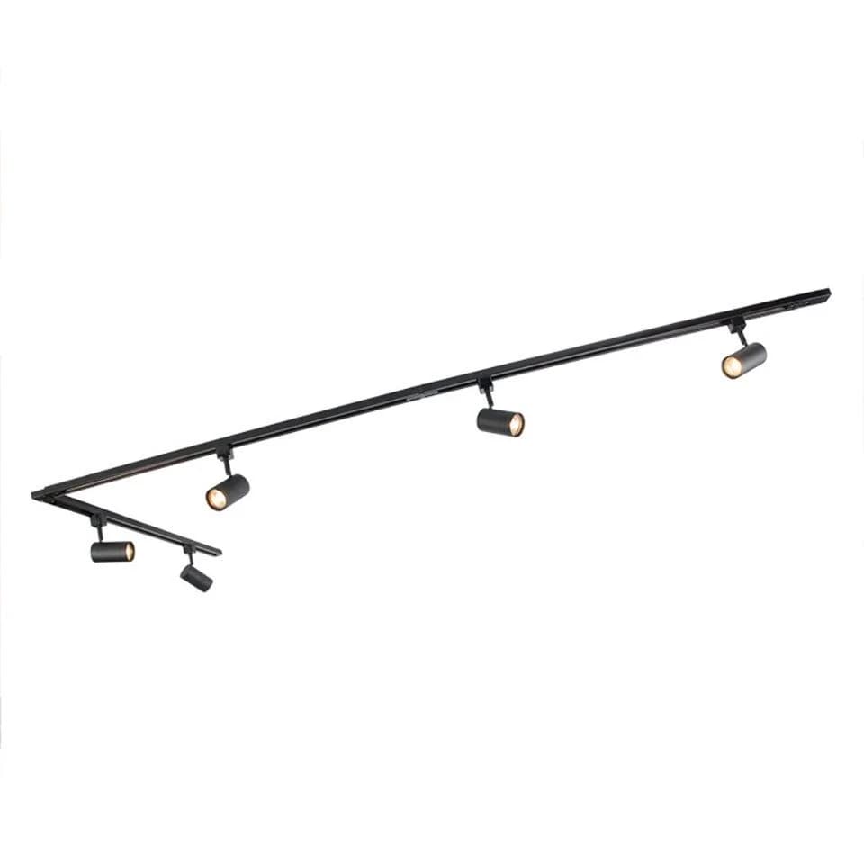 Qazqa Schienensystem Iconic Jeana 5-flammig Schwarz Stahl - Bild 2