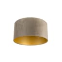 Qazqa Lampenschirm Cilinder Velours Taupe Gold Bild 2