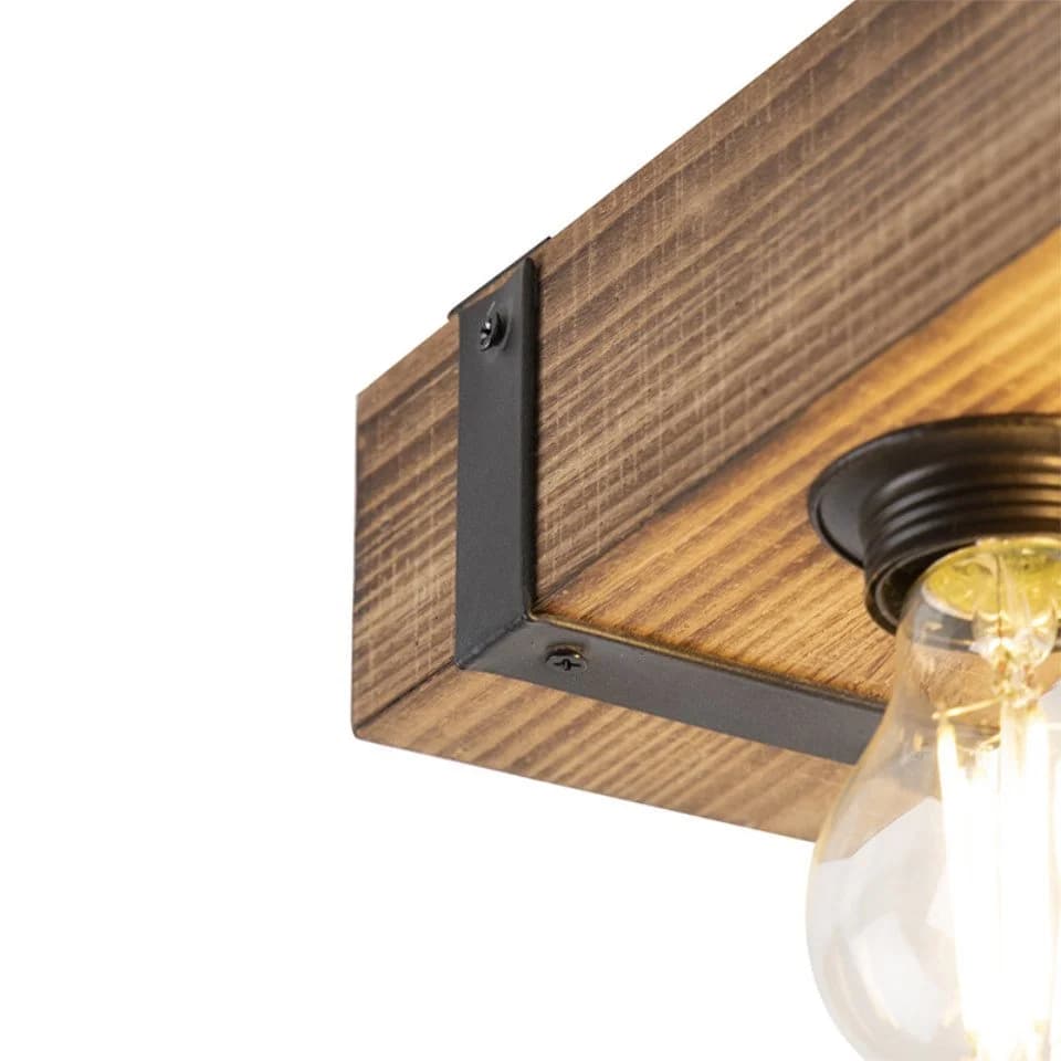 Qazqa Deckenleuchte Reena E27 Braun Holz Industrie - Bild 4