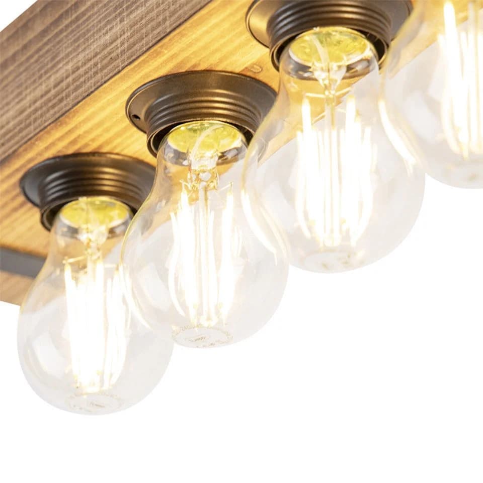 Qazqa Deckenleuchte Reena E27 Braun Holz Industrie - Bild 5