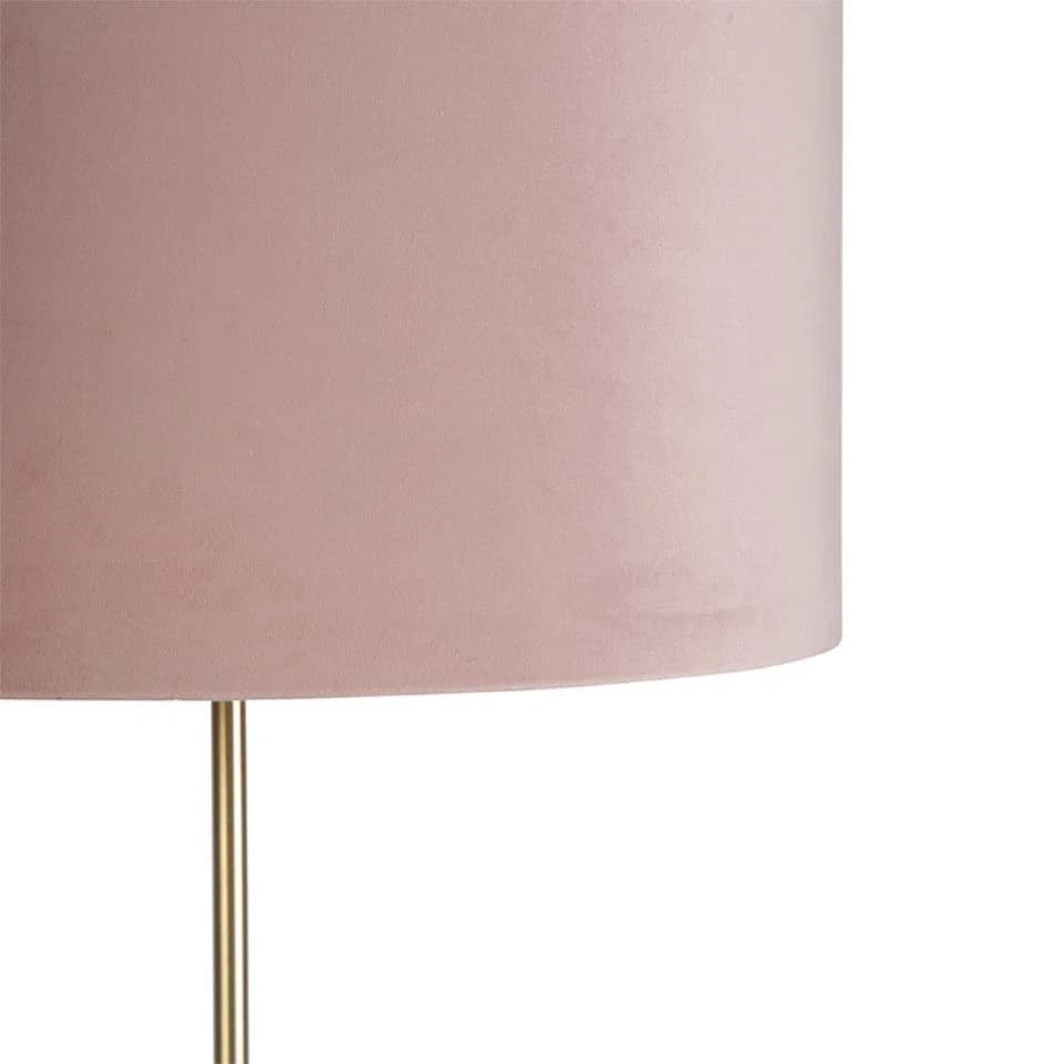 QAZQA Stehlampe Parte Rosa Samt E27 höhenverstellbar