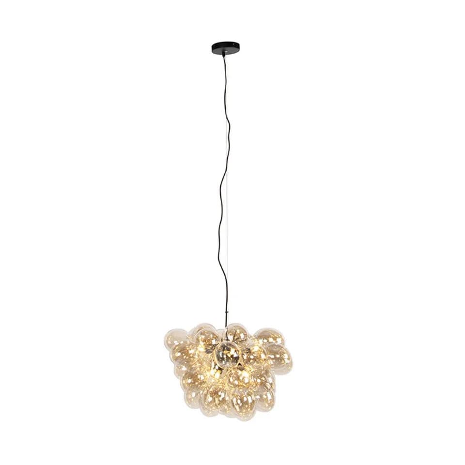 Qazqa Pendelleuchte Uvas Art Deco Gold/Messing 8-flammig Glas Stahl