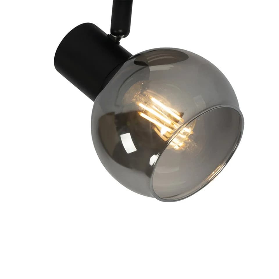 Qazqa LED Aufbaustrahler Vidro Schwarz Art Deco Glas E14 - Bild 3