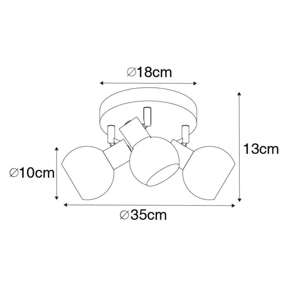Qazqa LED Aufbaustrahler Vidro Schwarz Glas 3-flammig E14