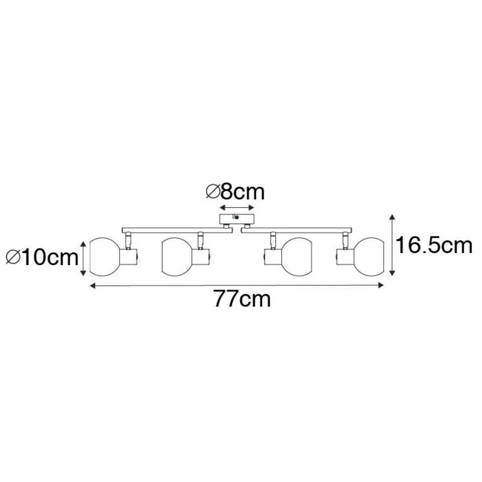 Qazqa LED Aufbaustrahler Vidro Schwarz Art Deco Glas 4-flammig