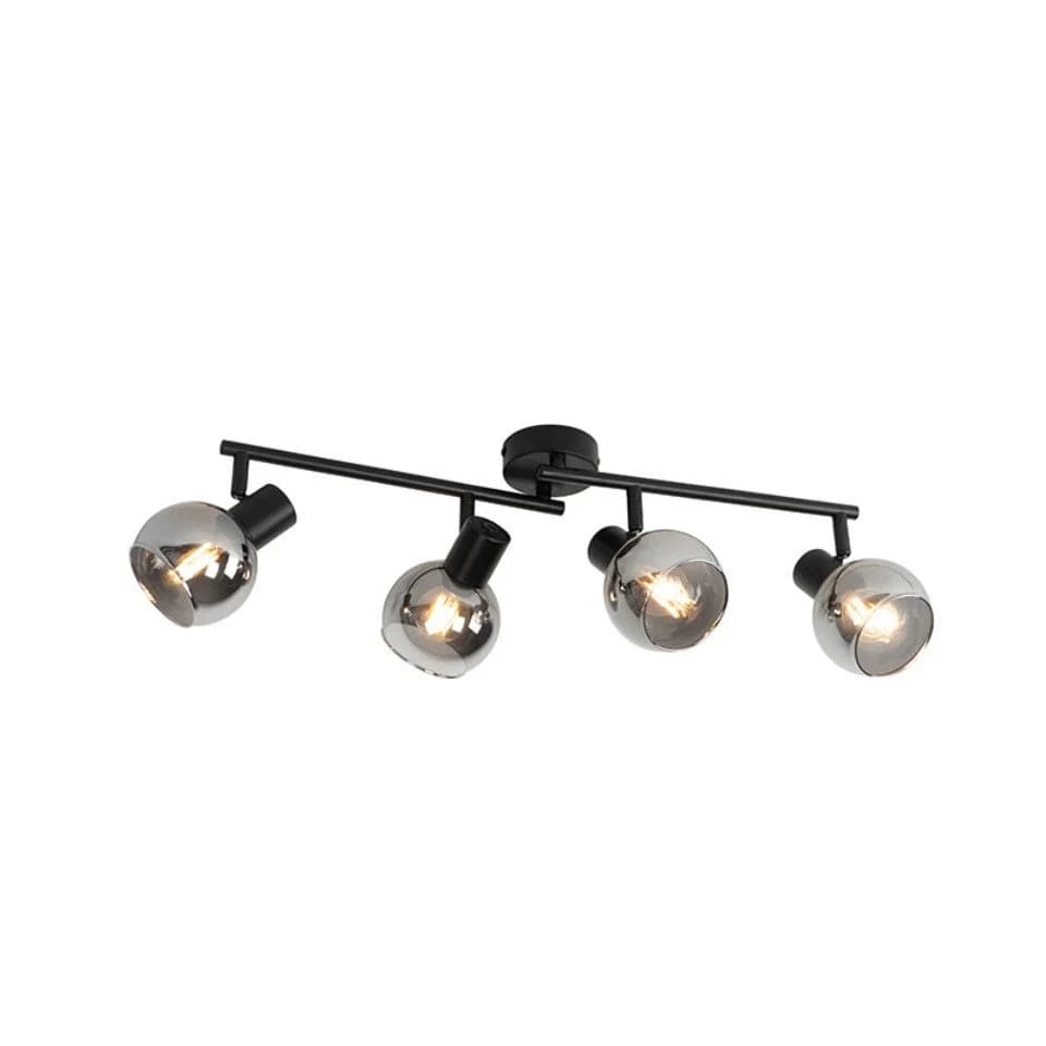 Qazqa LED Aufbaustrahler Vidro Schwarz Art Deco Glas 4-flammig - Bild 2