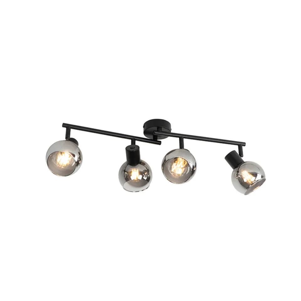 Qazqa LED Aufbaustrahler Vidro Schwarz Art Deco Glas 4-flammig - Bild 3