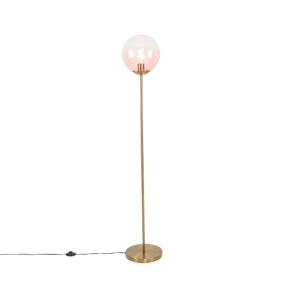 Qazqa Stehlampe Pallon, Rosa, Art Deco, Glas, 1-flammig - Bild 2