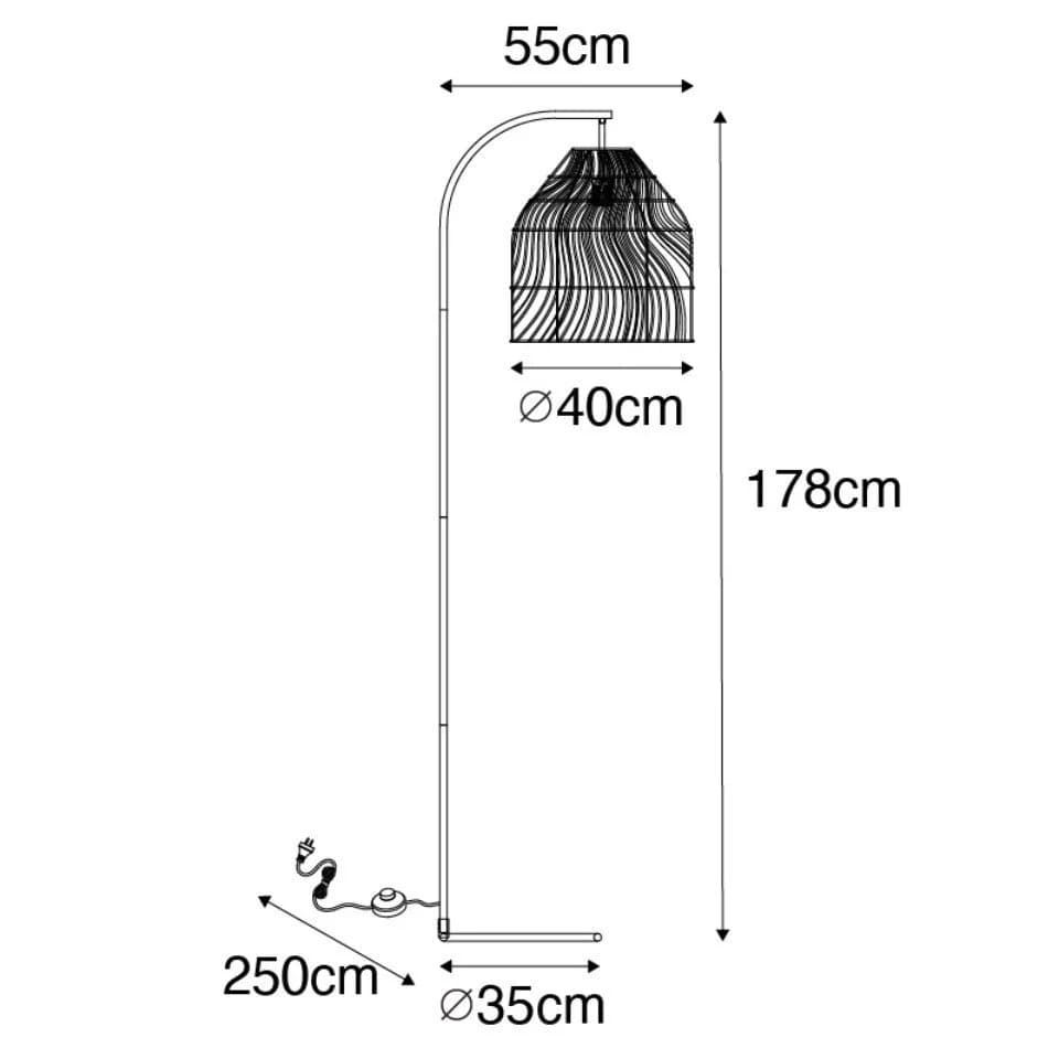 QAZQA Stehlampe Sam Weiß Rattan E27 Landhaus