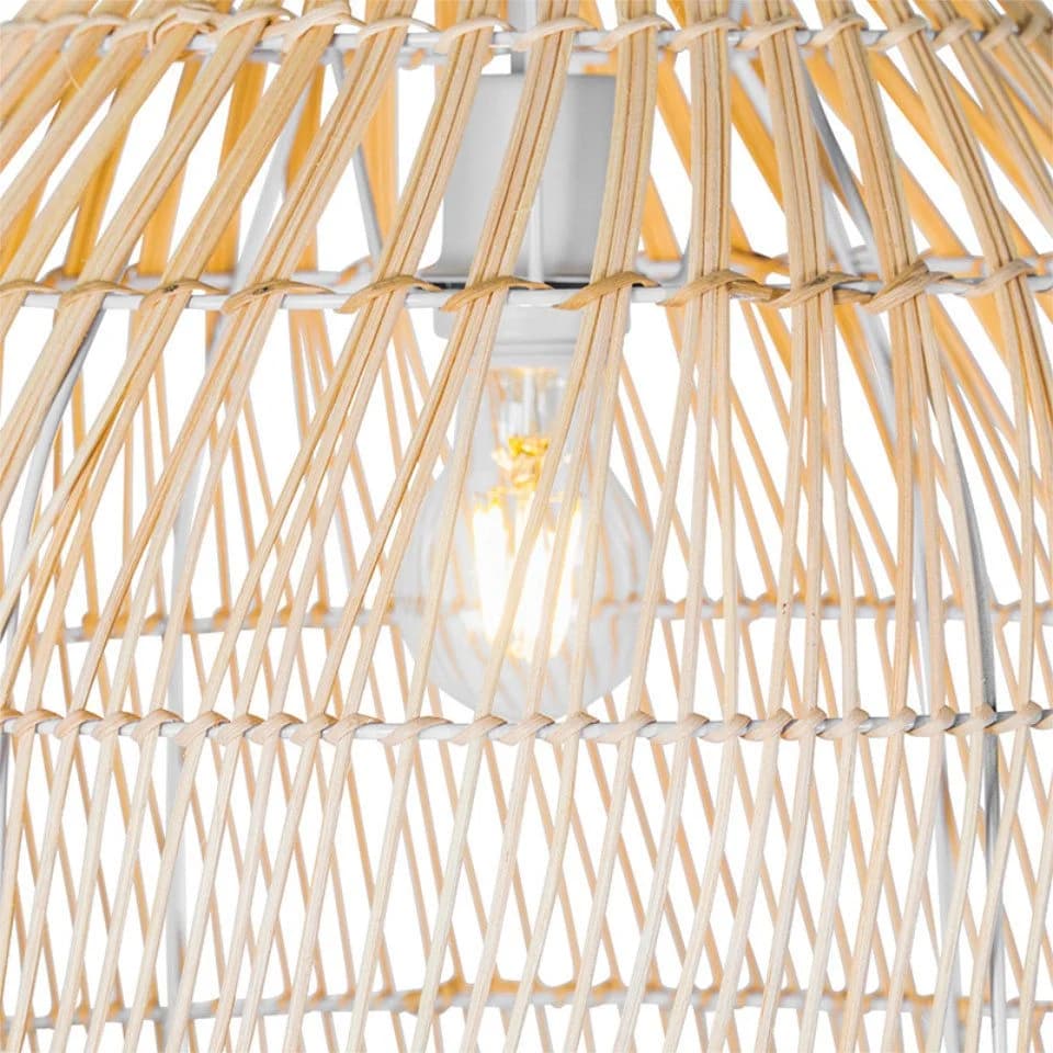QAZQA Stehlampe Sam Weiß Rattan E27 Landhaus - Bild 5