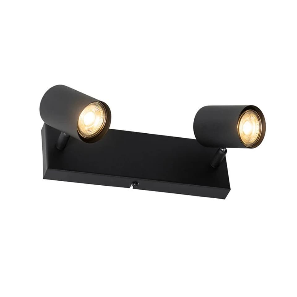 Qazqa LED Aufbaustrahler Jeana Schwarz Modern Stahl 2-flammig