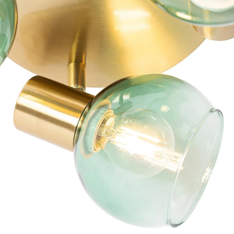 Qazqa LED Aufbaustrahler Vidro Art Deco 3-flammig Grün