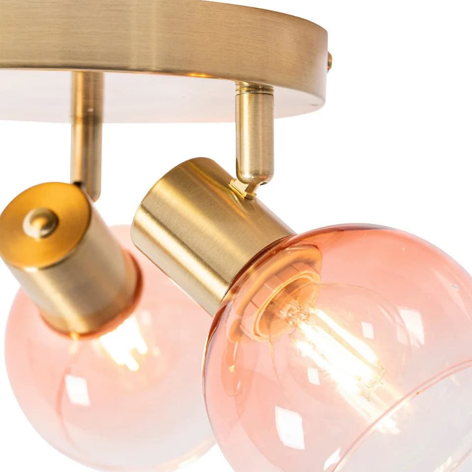 Qazqa LED Aufbaustrahler Vidro Art Deco Rosa 3-flammig E14
