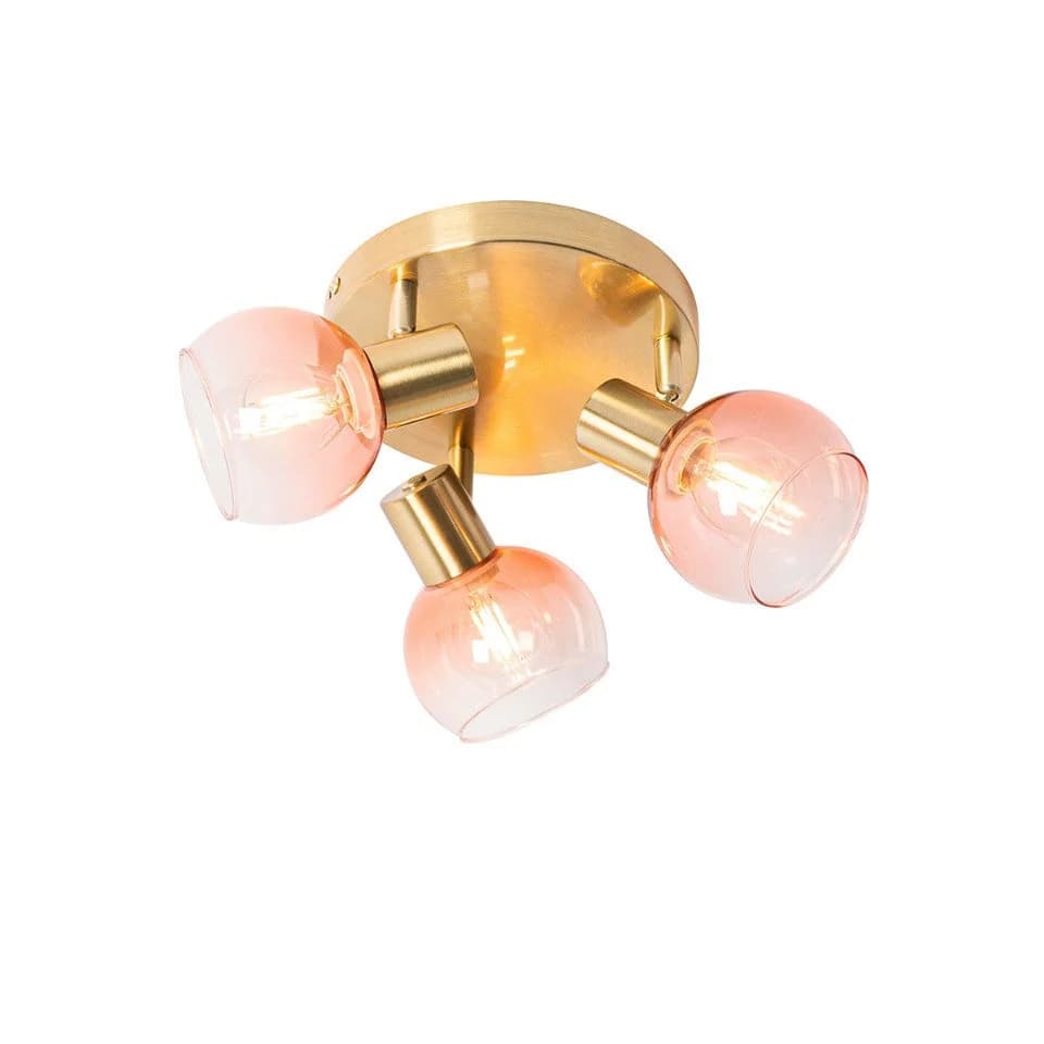 Qazqa LED Aufbaustrahler Vidro Art Deco Rosa 3-flammig E14 - Bild 2