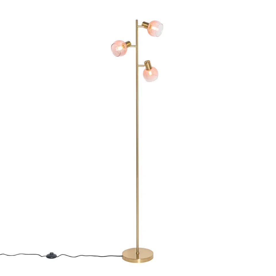 Qazqa Stehlampe Vidro Rosa Art Deco Stahl 3-flammig E14 - Bild 2