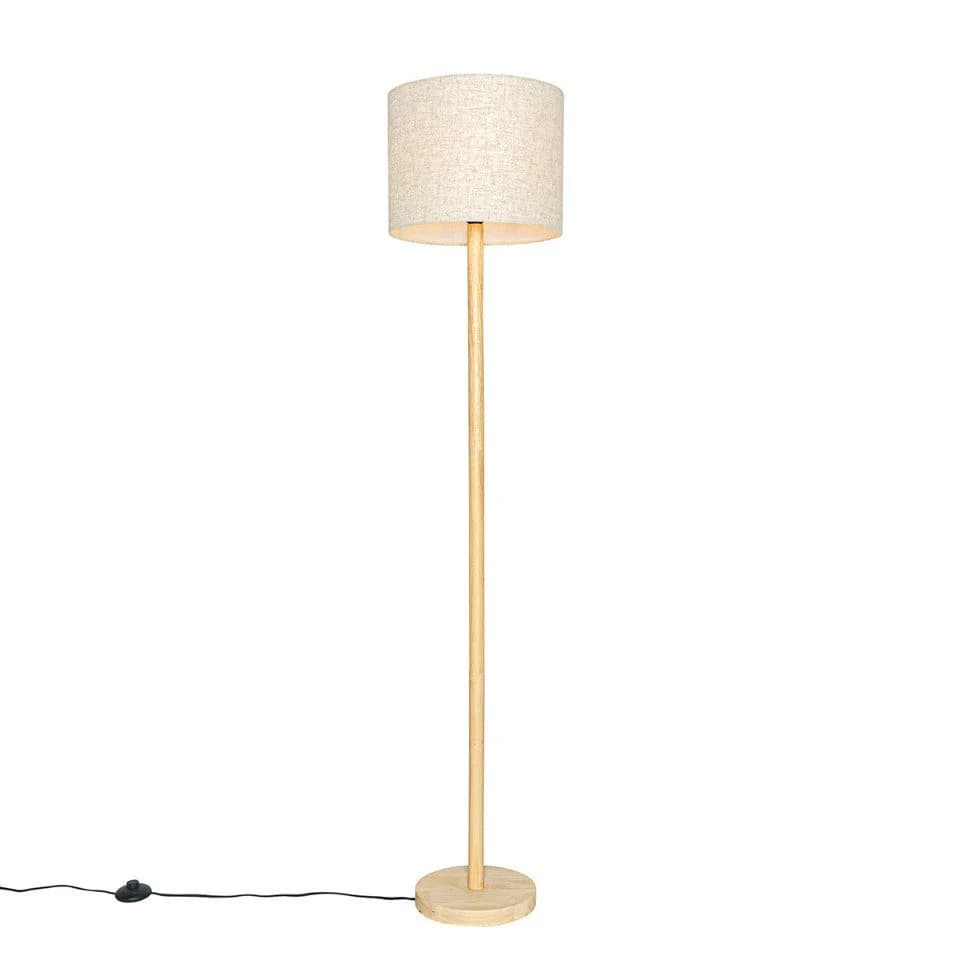 Qazqa Stehlampe Mels Holz Leinen 1-flammig - Bild 2