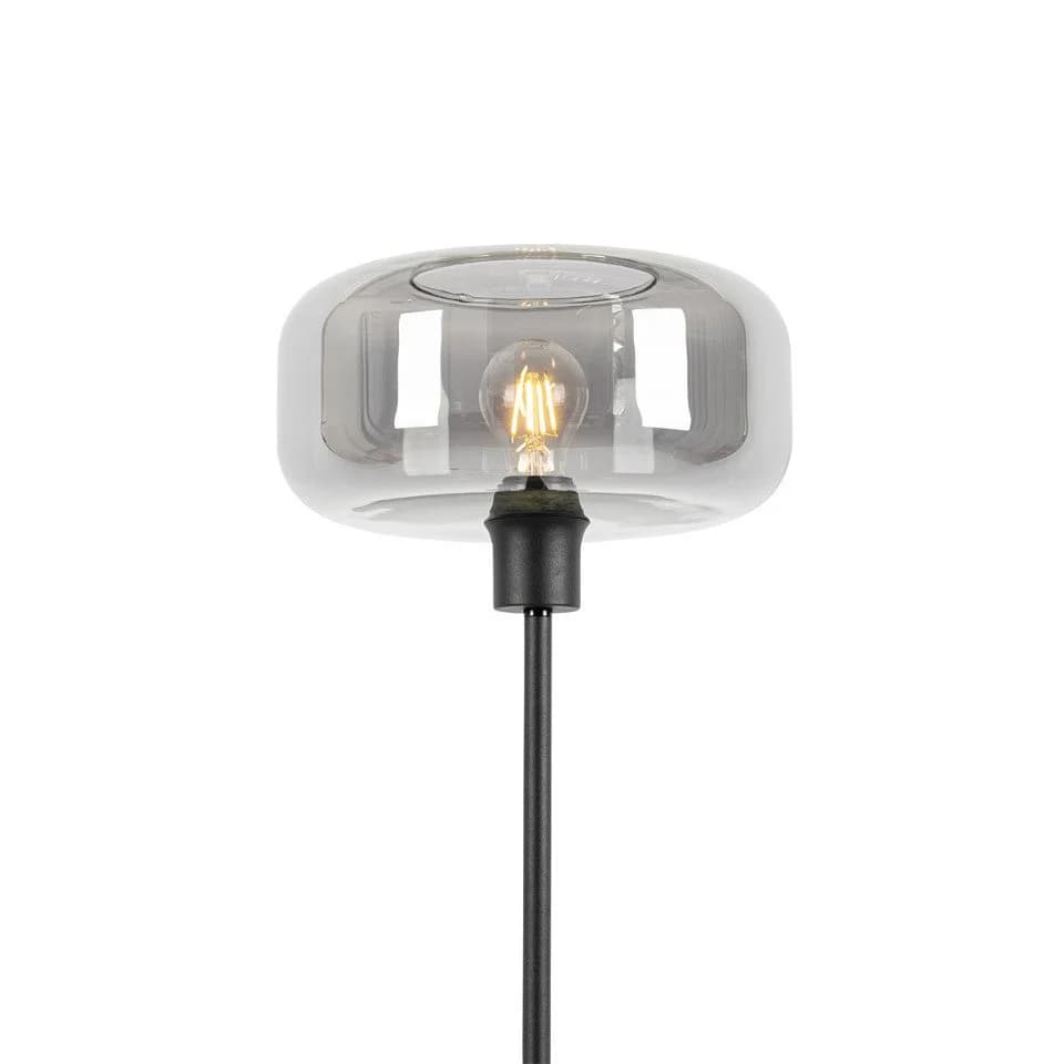 Qazqa Stehlampe Bizle Grau Art Deco Rauchglas