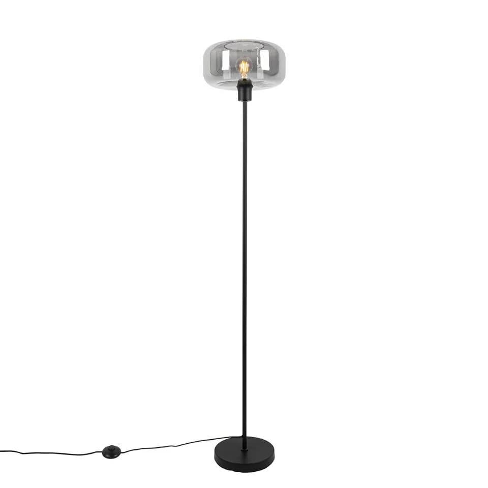 Qazqa Stehlampe Bizle Grau Art Deco Rauchglas - Bild 2