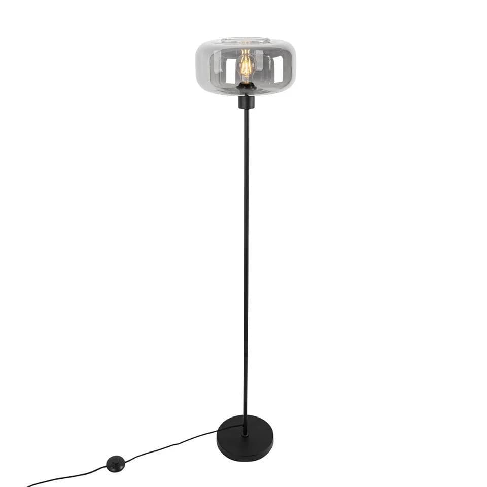 Qazqa Stehlampe Bizle Grau Art Deco Rauchglas - Bild 5