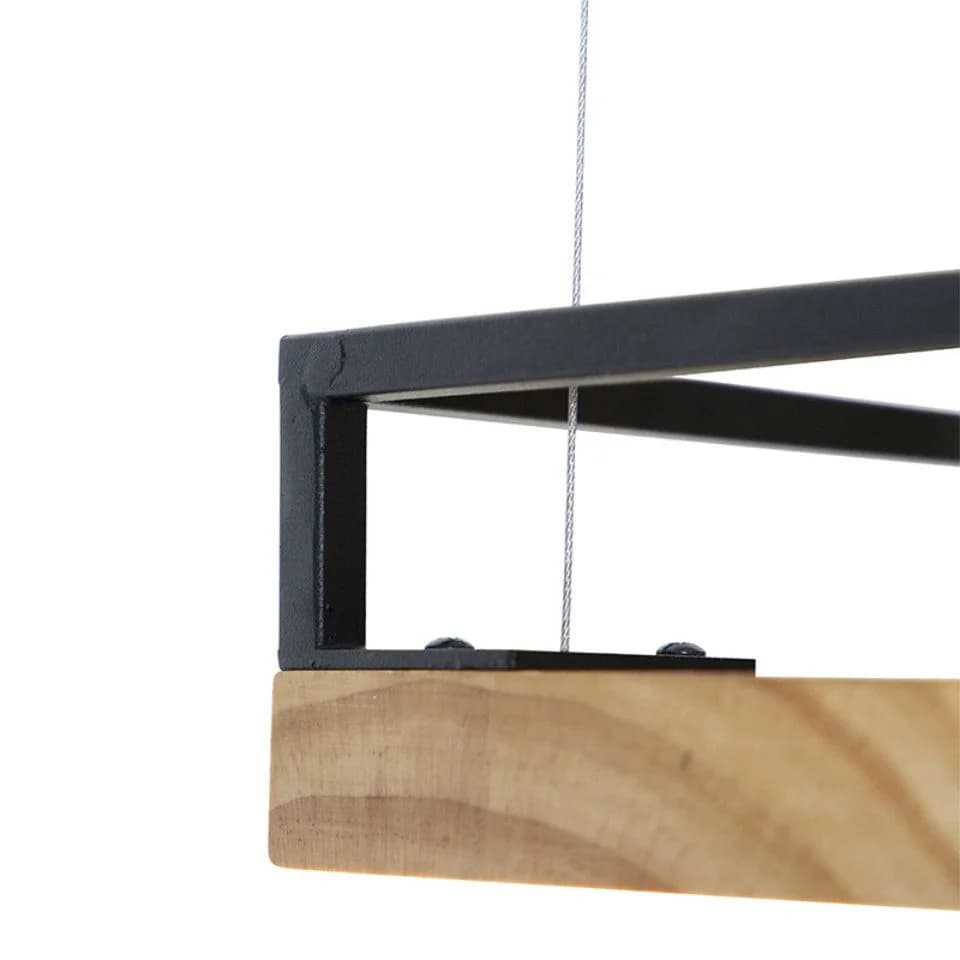QAZQA Pendelleuchte Shelf Schwarz Holz Industrie Dimmbar