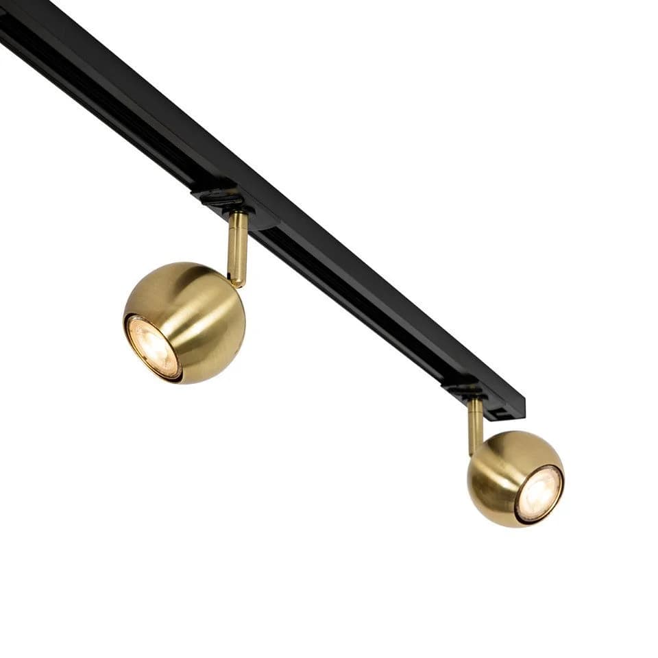 Qazqa Schienensystem-Sets Iconic gissi, 5 Strahler, GU10, Gold/Schwarz