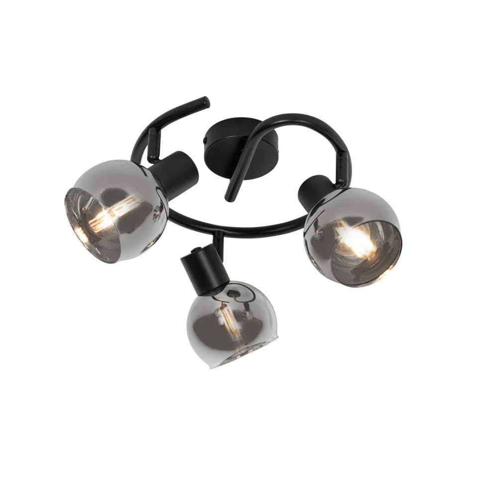 Qazqa LED Aufbaustrahler Vidro, Schwarz, Art Deco, Glas, 3-flammig - Bild 2