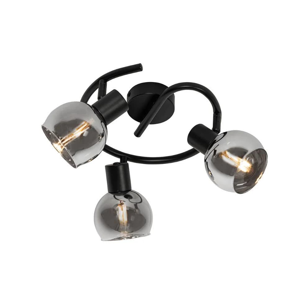 Qazqa LED Aufbaustrahler Vidro, Schwarz, Art Deco, Glas, 3-flammig - Bild 5
