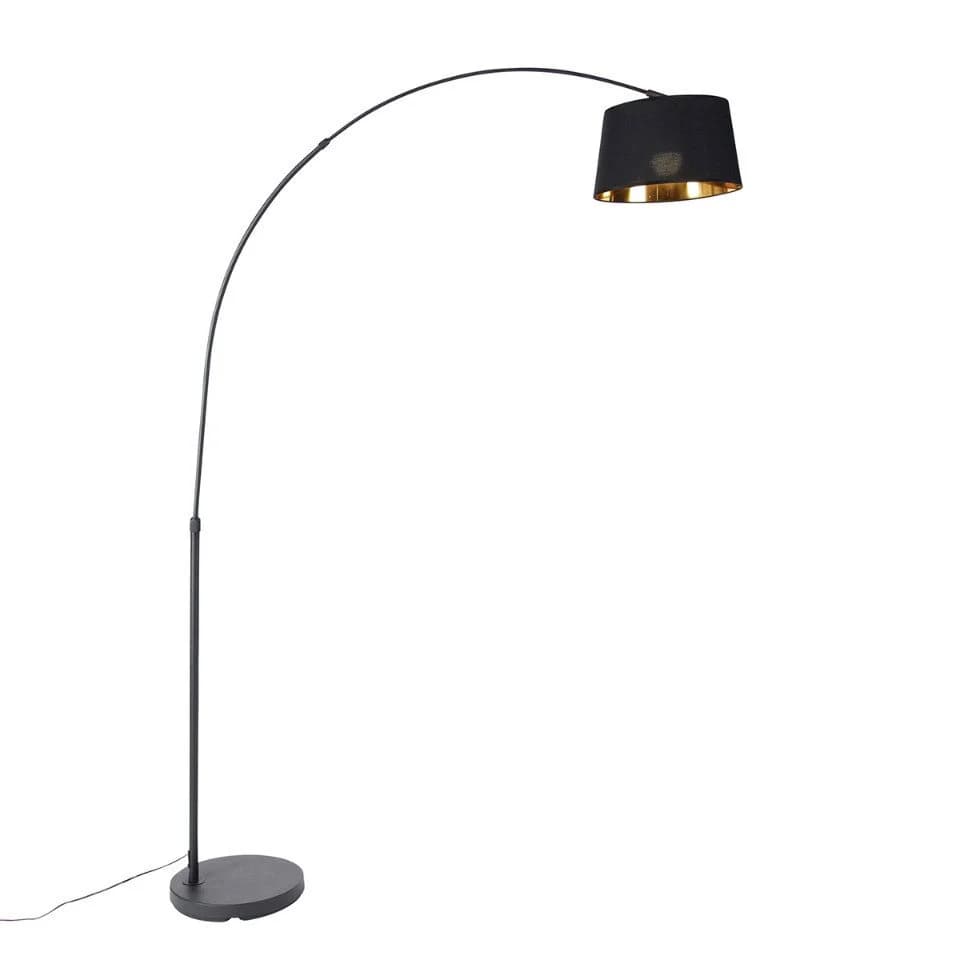 Qazqa Stehlampe Arc LED Schwarz Modern Stahl - Bild 2