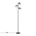 Qazqa Stehlampe Vidro LED 3-flammig Schwarz Art Deco Bild 2