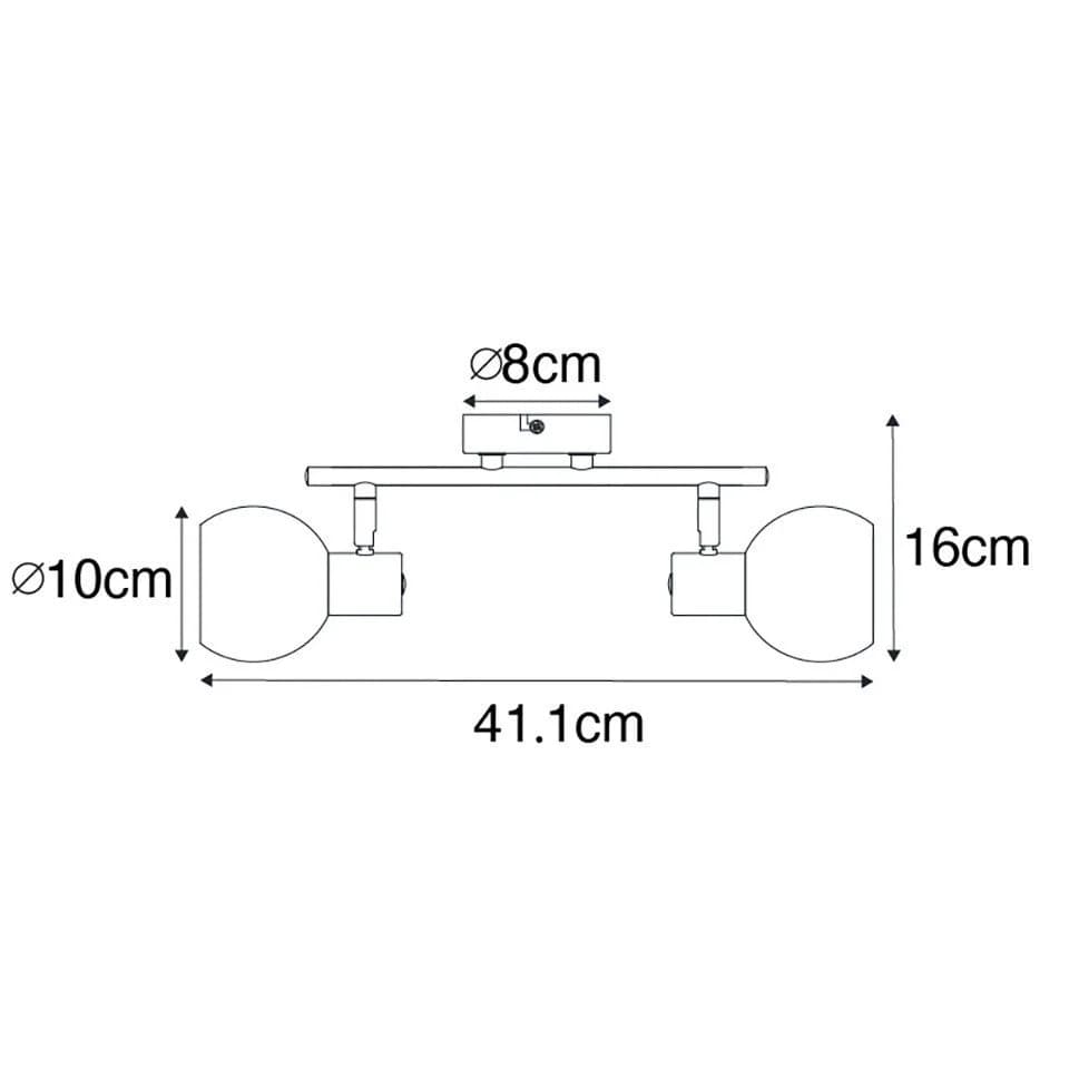 Qazqa LED Aufbaustrahler Vidro Schwarz Art Deco Glas 2-flammig - Bild 3