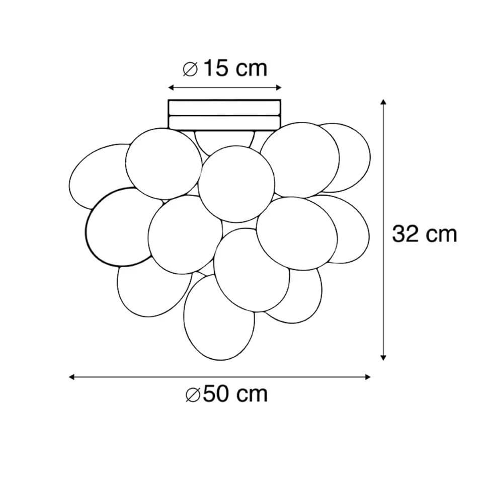 Qazqa Deckenleuchte Uvas 6-flammig Messing Glas Design