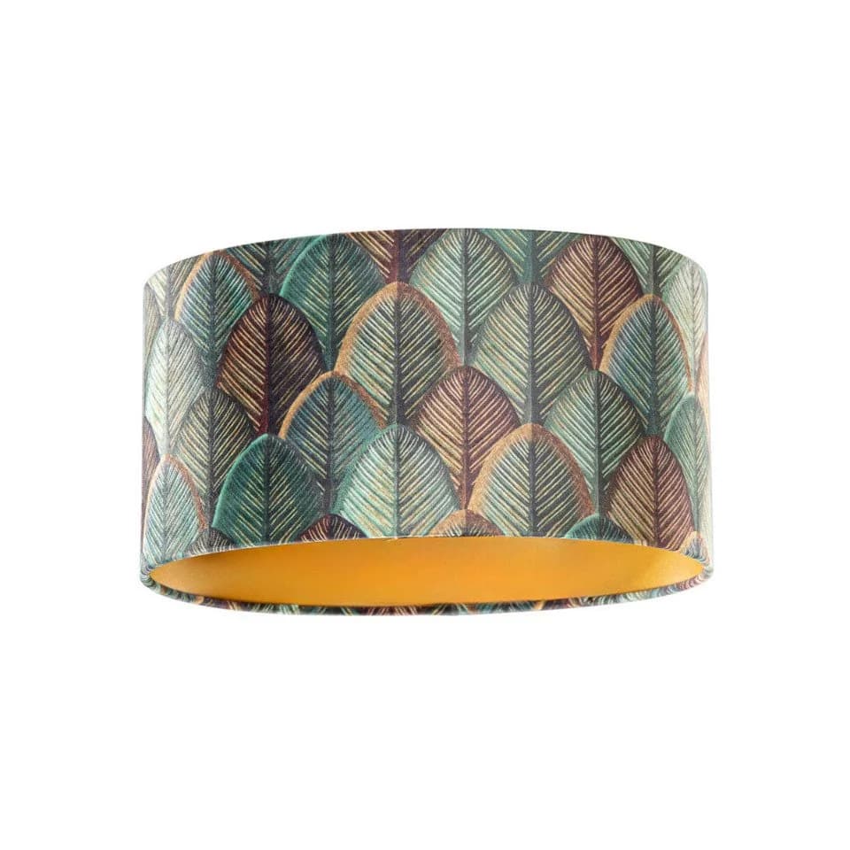 Qazqa Lampenschirm Cilinder Velours Blattdesign Gold - Bild 2