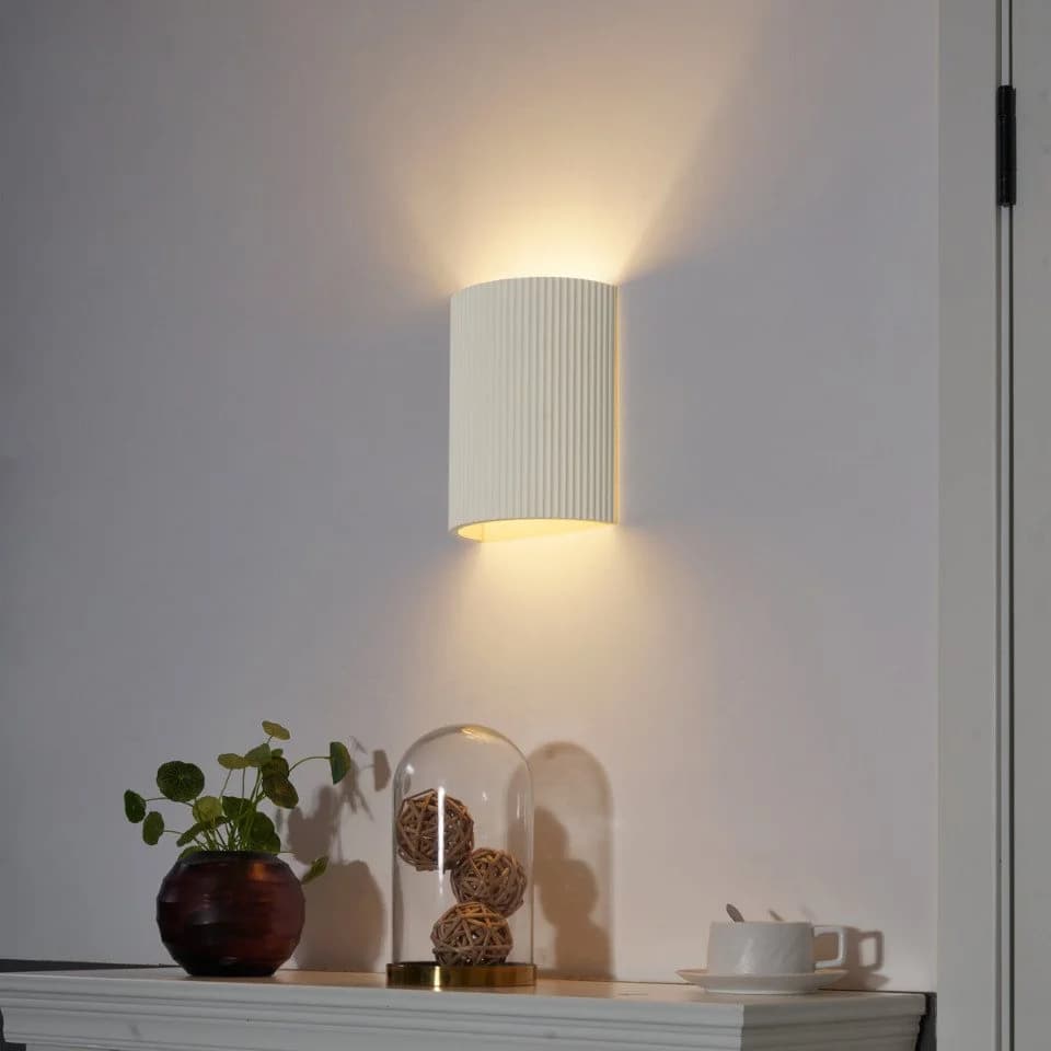 Qazqa Wandleuchte Plaster Oval Weiß Skandinavisch Gips - Bild 2
