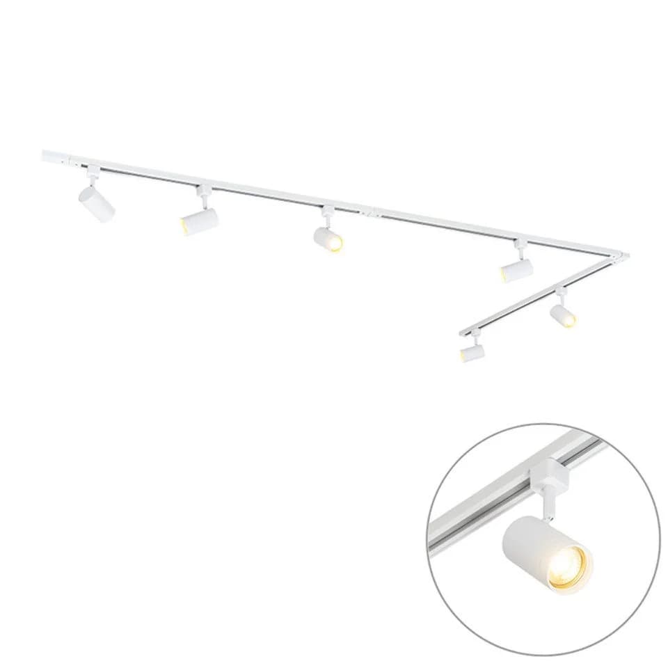 Qazqa Schienensystem Iconic Jeana 6-flammig Weiß Modern Stahl Deckenstrahler - Bild 2