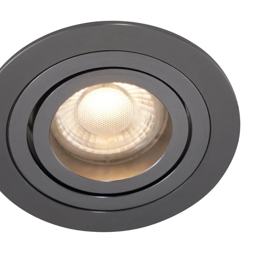 Qazqa LED Einbaustrahler 6er-Set Gunmetal Schwenkbar Warmweiß - Bild 1