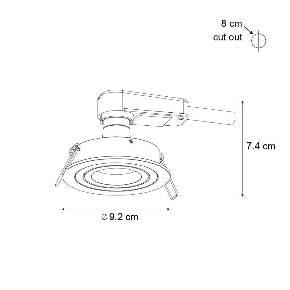 Qazqa LED Einbaustrahler 6er-Set Gunmetal Schwenkbar Warmweiß - Bild 3