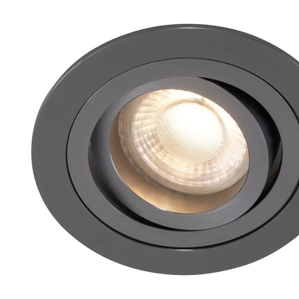 Qazqa LED Einbaustrahler 6er-Set Gunmetal Schwenkbar Warmweiß - Bild 4