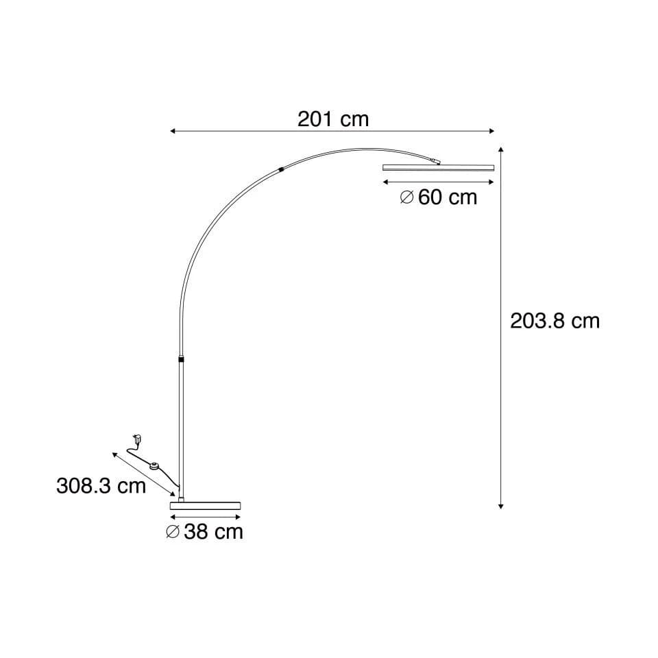 QAZQA Bogenlampe Anello Dimmbar LED Gold Stahl Design