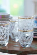 PiP Studio Wasserglas Floral Clear 320ml Glas Weiß/Gold Bild 1