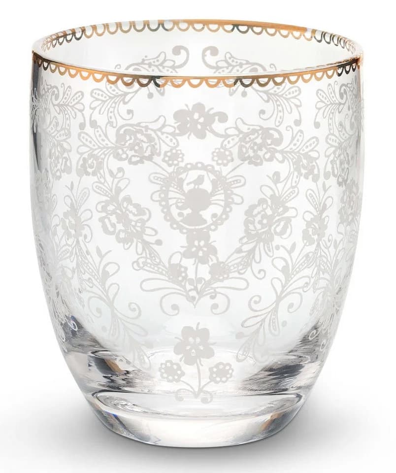 PiP Studio Wasserglas Floral Clear 320ml Glas Weiß/Gold - Bild 2