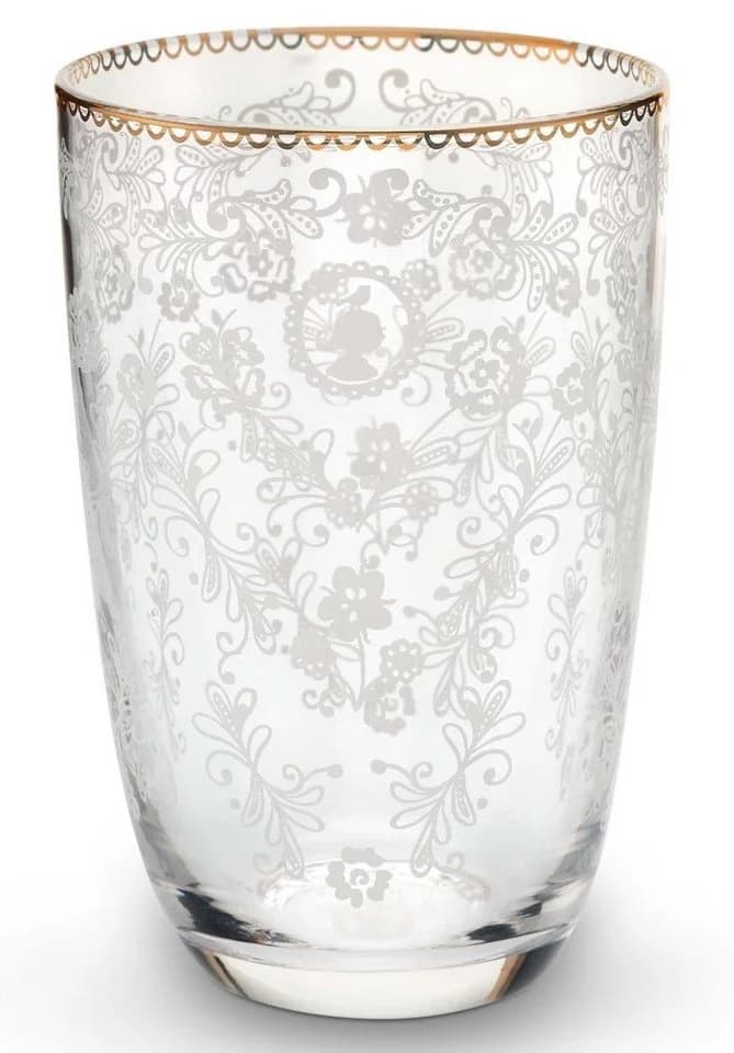 PiP Studio Cocktailglas Floral Clear Longdrinkglas 0,44l Glas Weiß/Gold - Bild 2