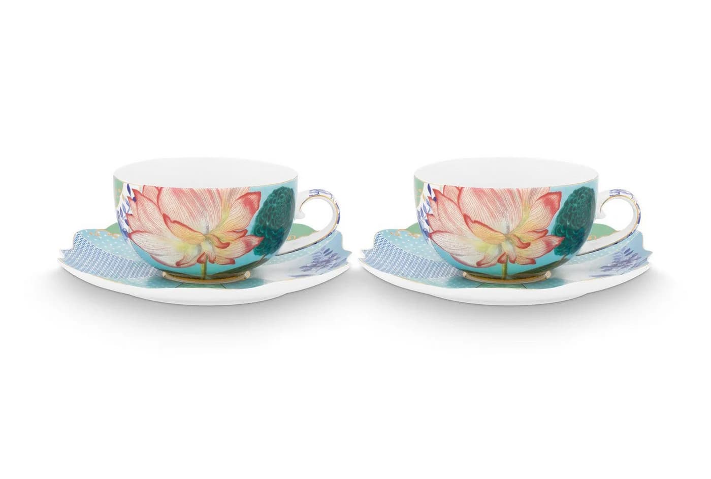 PiP Studio Teetasse & Untertasse Set Royal Flowers Porzellan