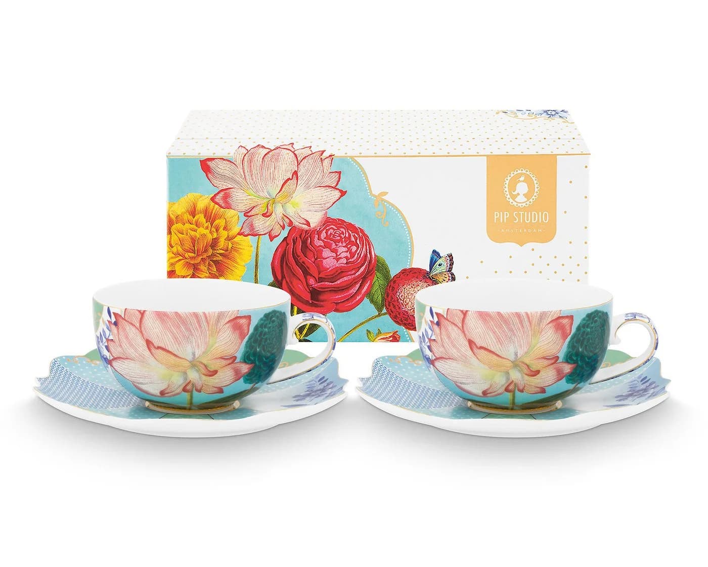PiP Studio Teetasse & Untertasse Set Royal Flowers Porzellan - Bild 2