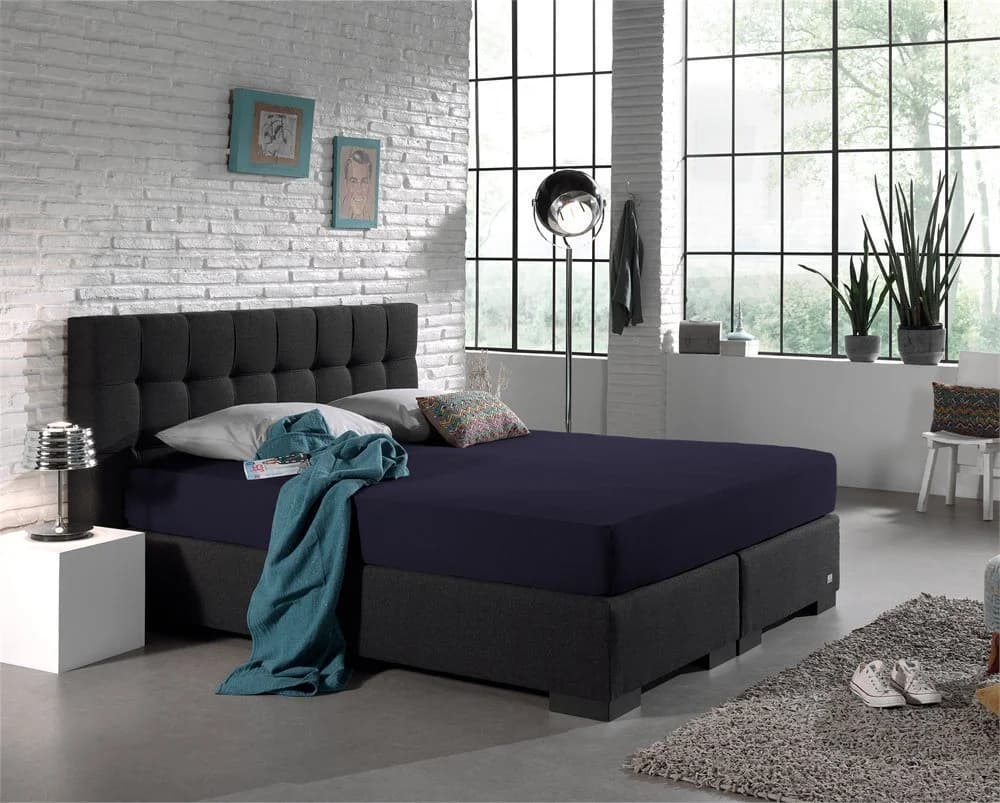 Sitheim-Europe Spannbettlaken Doppel-Jersey 100% Baumwolle Blau