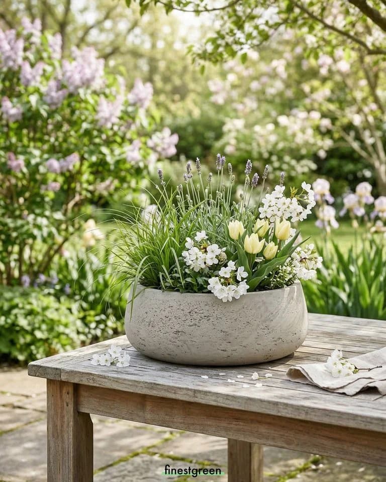 finestgreen Pflanzschale Eileen Fiberclay Beton-Optik Grau