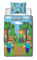 Minecraft Wendebettwäsche 140x200 cm Blau Microfaser Bild 1