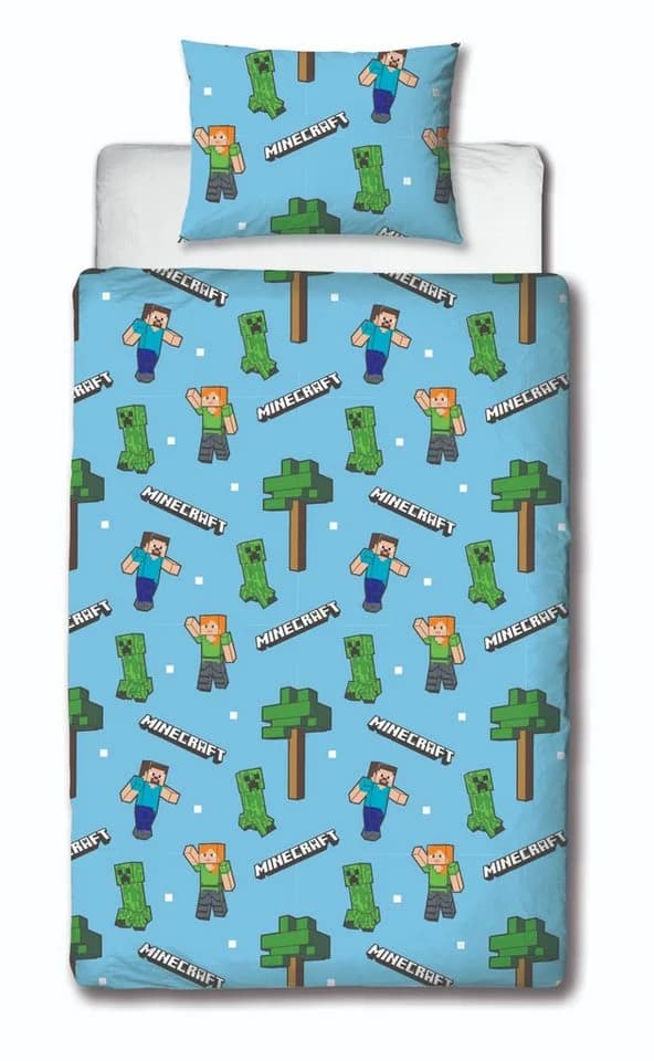 Minecraft Wendebettwäsche 140x200 cm Blau Microfaser - Bild 3
