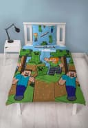 Minecraft Wendebettwäsche 140x200 cm Blau Microfaser Bild 4